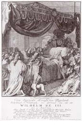 Willem III (1650-1702) op zijn sterfbed, gegraveerd door de kunstenaar